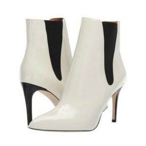 Joie Abbie Ivory White Patent Leather Heel Boots 9
